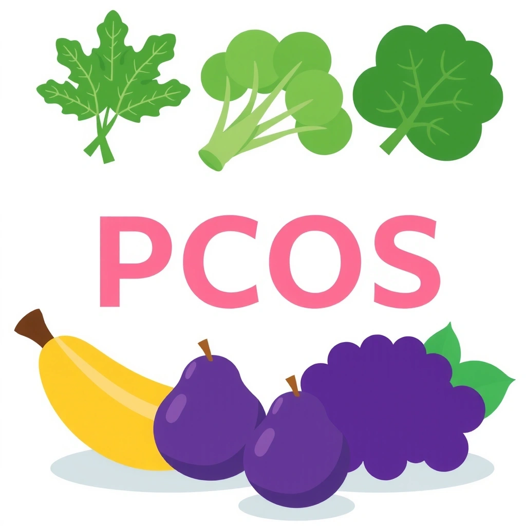 PCOS nutrition visualization showing balanced foods
