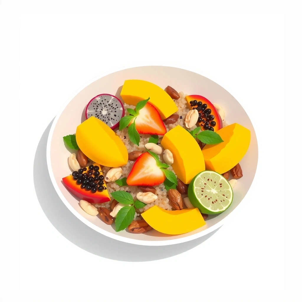 Colorful quinoa salad with tropical fruits