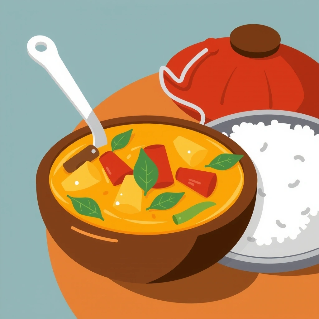 Indonesian vegetable curry served with rice