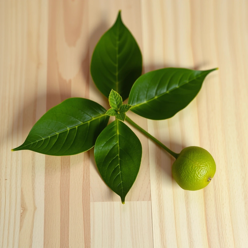 Kaffir lime leaves and lime with characteristic citrus aroma