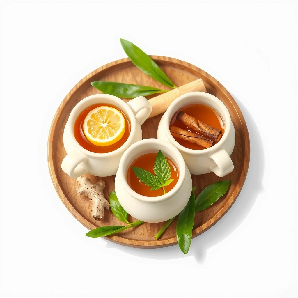 Traditional herbal tea blend in ceramic cups